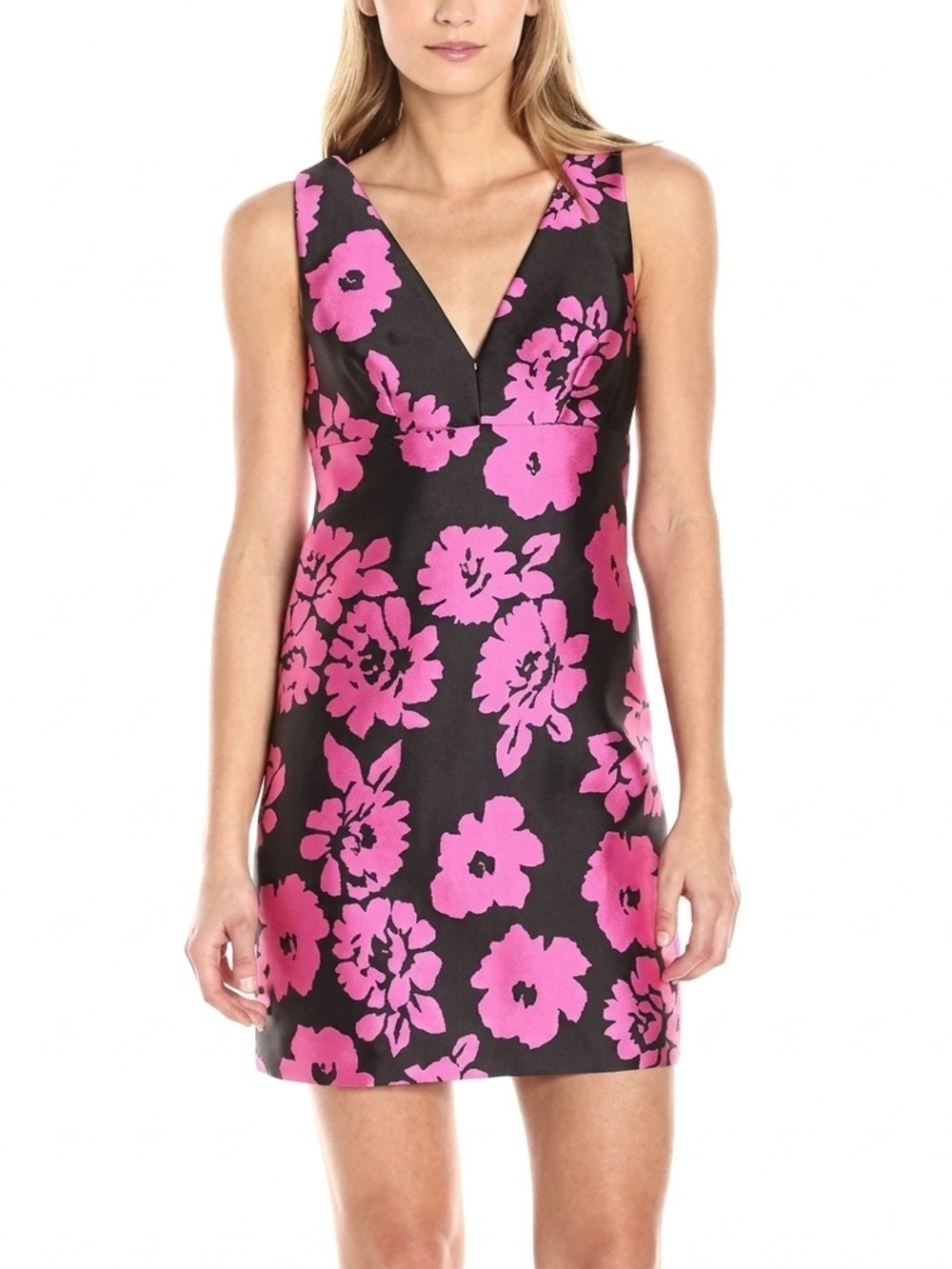 Milly Sz 10 Black Fuchsia Floral Cocktail Mini Dress